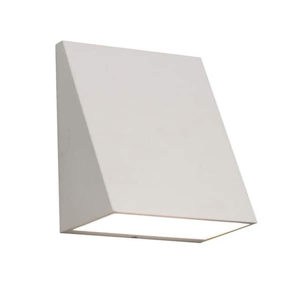 Watson 5 in. White Outdoor Hardwired Lantern Sconce with Integrated LED
