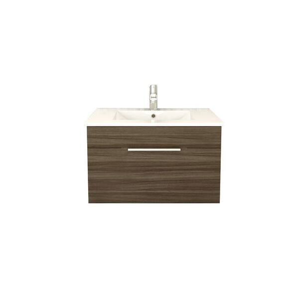 Cutler Kitchen and Bath Textures Collection 30 in. W x 18 in. D x 19 in. H Vanity in Driftwood with Acrylic Vanity Top in White with White Basin