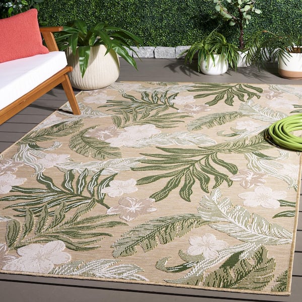 Cabana 4 x 6 Beige/Green Floral Area Rug