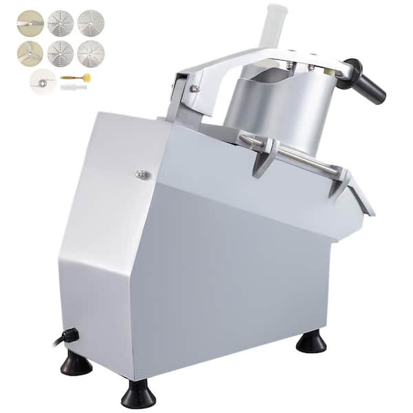 110-Volt Commercial Food Processor 550Watt Electric Vegetable Slicer,2 Feeding Holes Stainless Steel,6 Detachable Blades