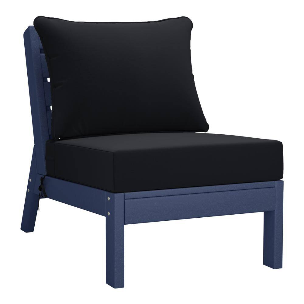 Birchwood Outdoor Patio Deep Seating HDPE Armless Lounge Chair in Navy Blue with Black Cushions price history on PriceWatchPro