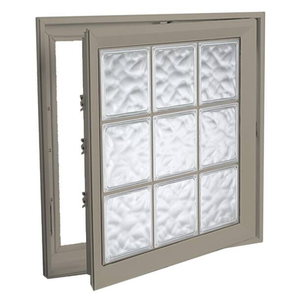 Hy-Lite 21 in. x 45 in. Acrylic Block Right Casement Vinyl Window - Tan