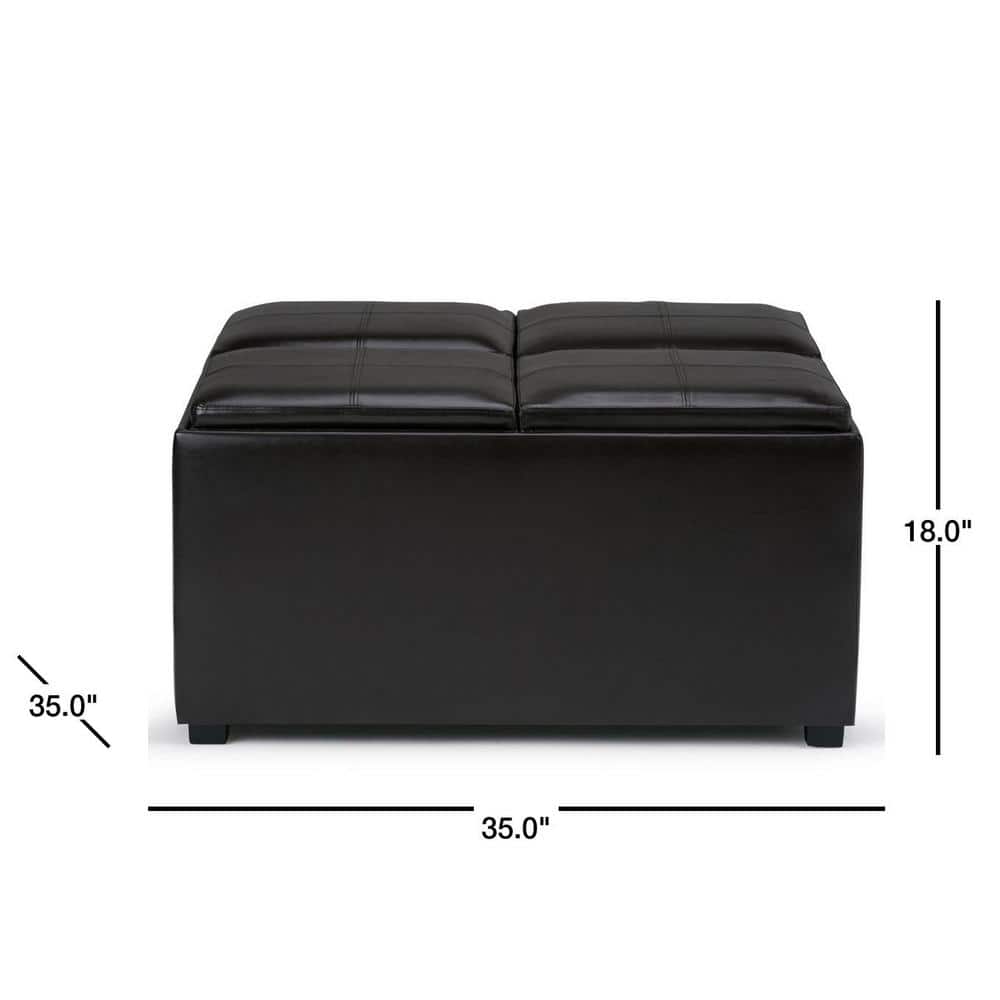 Avalon Square Tufted Cocktail Ottoman with Integrated Storage