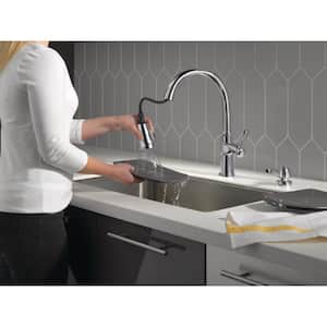 Spargo Single-Handle Pull-Down Sprayer Kitchen Faucet with ShieldSpray and Soap Dispenser in Chrome