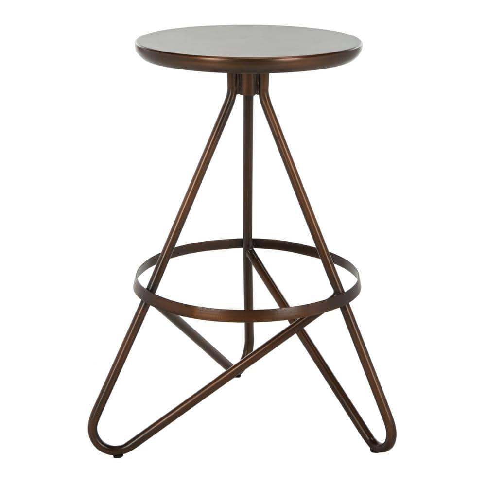 Antique Copper Iron Backless Counter Stool with Hairpin Legs