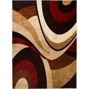 Tribeca Slade Brown/Red 9 ft. x 12 ft. Absract Area Rug