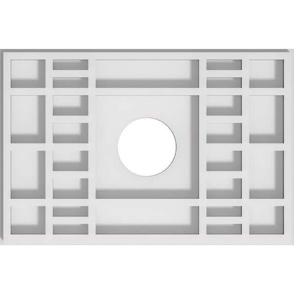 Ekena Millwork 1 in. P X 10 in. W X 6-5/8 in. H X 2 in. ID Beaux Architectural Grade PVC Contemporary Ceiling Medallion