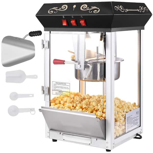 Popcorn Maker, 850 W Popcorn Popper Machine, 8 oz. Kettle Makes 48-Cups per Batch, Countertop Popcorn Machine, Black