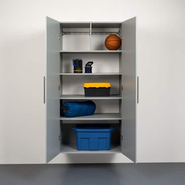 HangUps Collection Manufactured Wood 4-Shelf Wall Mounted Garage Cabinet in Light Gray (36 in. W x 72 in. H x 20 in. D)