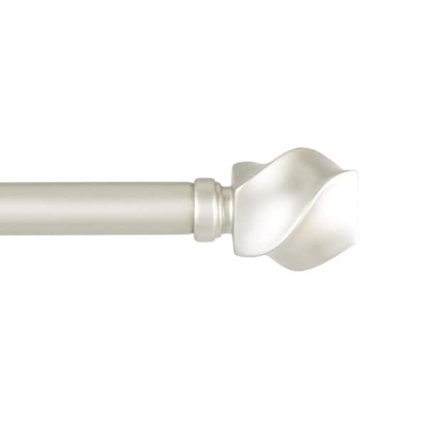 EXCLUSIVE HOME Twist 36 in. - 72 in. Adjustable Length 1 in. Dia Single Curtain Rod Kit in Matte Nickel with Finial