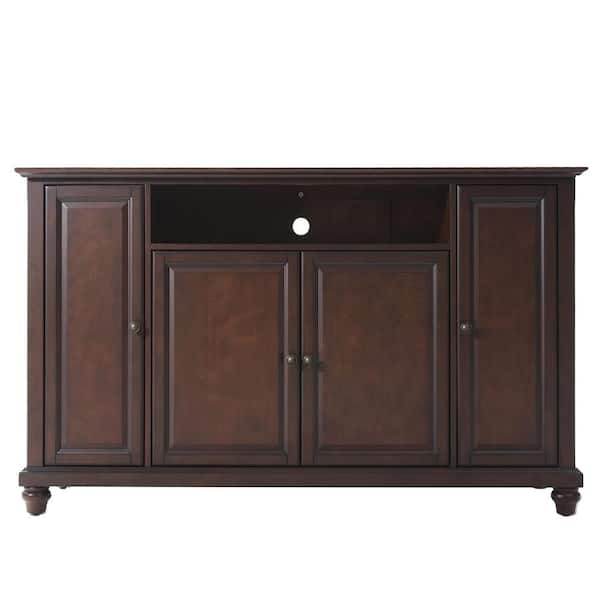 CROSLEY FURNITURE Cambridge 60 in. Mahogany Wood TV Stand Fits TVs Up to 60 in. with Storage Doors