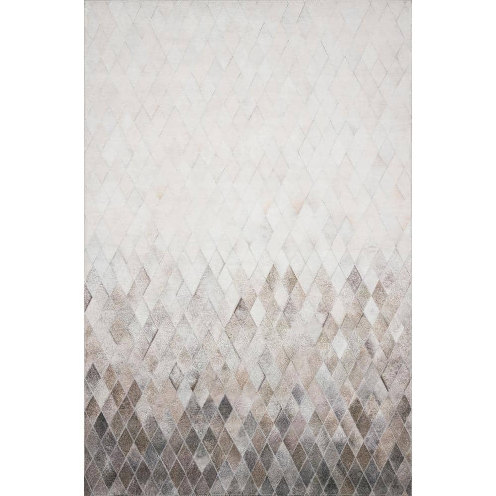 Gray Rectangular Cowhide Patchwork 8' x 10' Rug