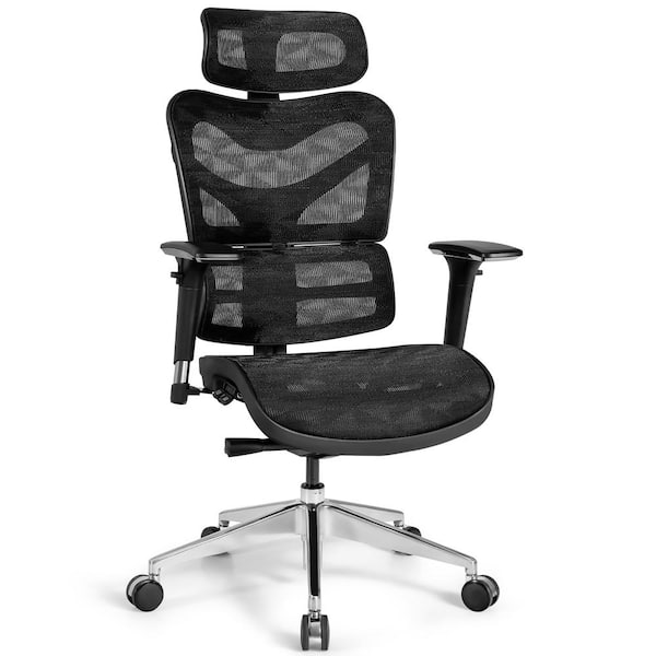 Costway Black Ergonomic Mesh Office Chair Adjustable High Back Chair with Lumbar Support