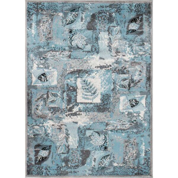 World Rug Gallery Gray 5 ft. x 7 ft. Contemporary Distressed Floral
