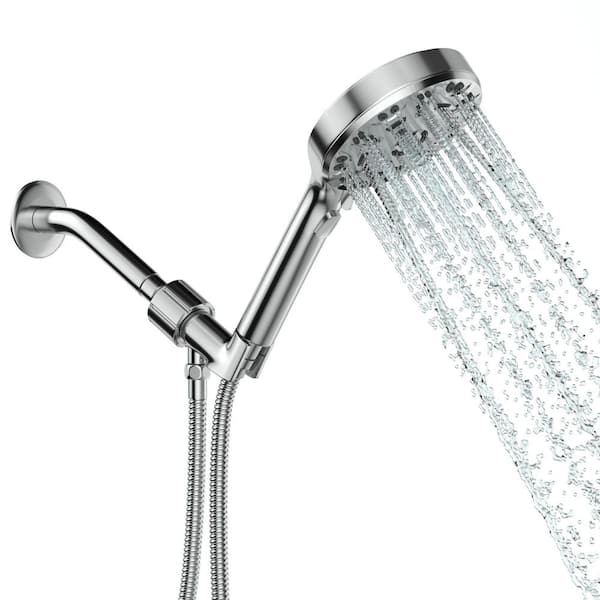 LORDEAR 8-Spray Patterns with 1.8 GPM 4.7 in. Wall Mount Handheld Shower Head in Chrome