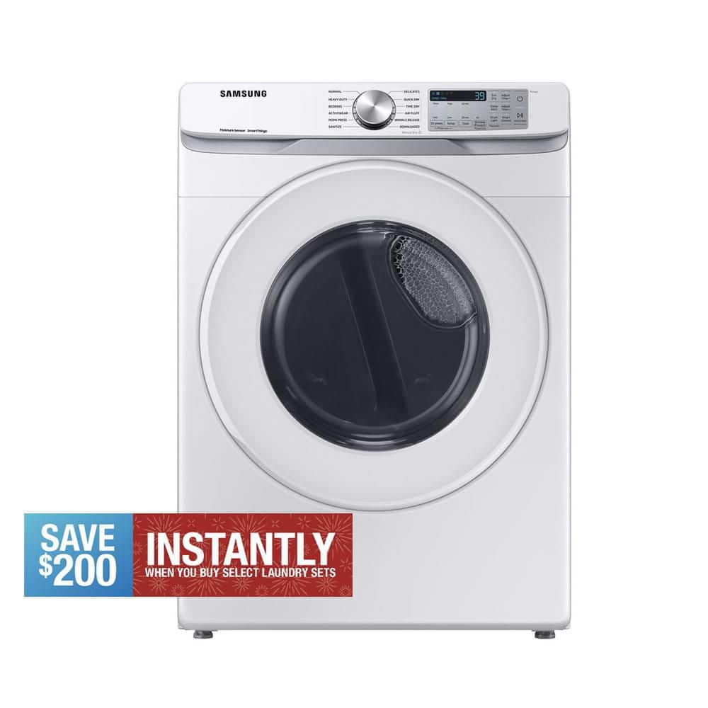 7.5 cu.ft. vented Front Load Smart Gas Dryer with Sensor Dry in White