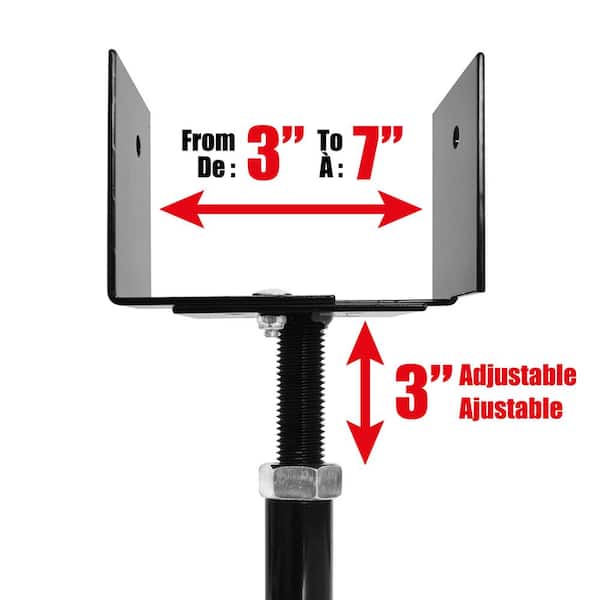 Pylex Adjustable Deck Support Multi-Format 33-66 Black (Pack of 2 Units)