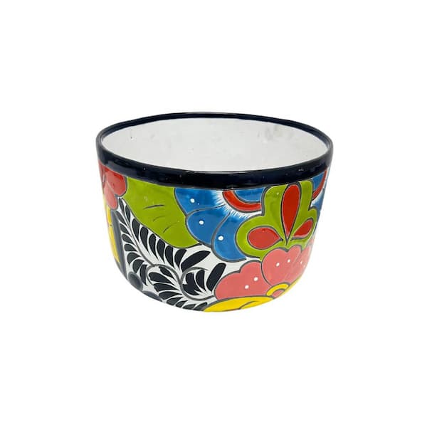 Unbranded Talavera 10 in. W x 7 in. H 8 qt. Ceramic Indoor/Outdoor Low Cylinder Planter