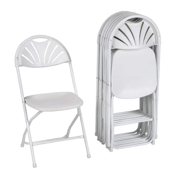 Cosco White Plastic Seat Metal Frame Outdoor Safe Folding Chair (Set of 8)