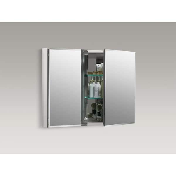 KOHLER 35 in. W x 26 in. H Beveled Two-Door Recessed or Surface Mount Medicine Cabinet with Mirror Interior