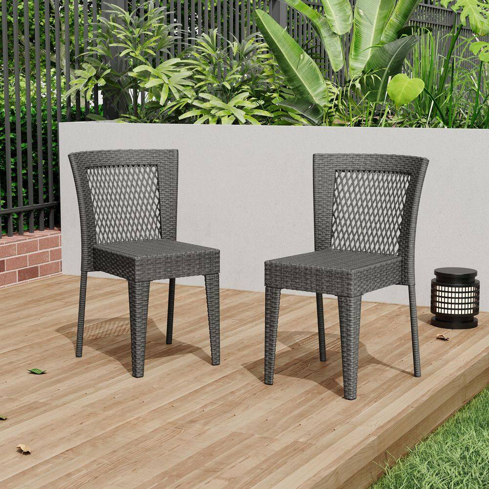 (Set of 2) Side Chairs-Stylish, Stackable, and Weather-Resistant Outdoor Se