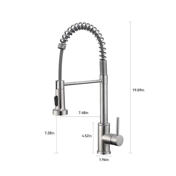 Single-Handle Pull-Down Sprayer Kitchen Faucet with LED Light in Stainless Steel Single-Handle Pull-Down Sprayer Kitchen Faucet with LED Light in Stainless Steel