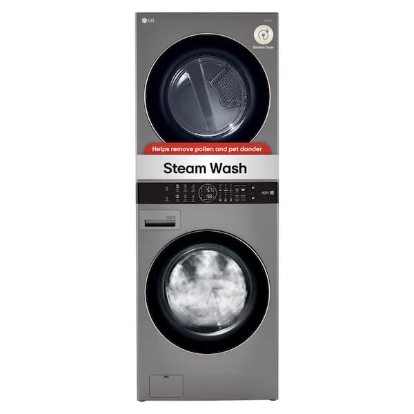 WashTower Stacked SMART Laundry Center 4.5 Cu.Ft. Front Load Washer & 7.4 Cu.Ft. Electric Dryer in Graphite Steel