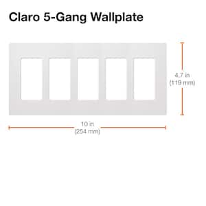 Claro 5 Gang Wall Plate for Decorator/Rocker Switches, Gloss, White (CW-5-WH-12PK) (12-Pack)