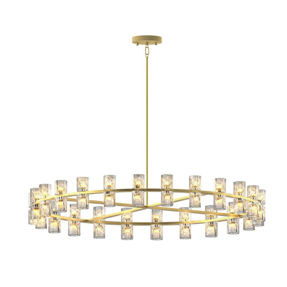 Jushua Modern 48-Light Gold Round Chandelier Light Fixture, K9
