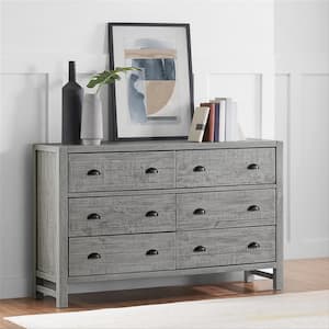 Driftwood Gray 6-Drawer 56 in. Wide Dresser