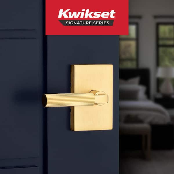 Mirada Satin Brass Rectangle Bed/Bath Door Handle with Antimicrobial Technology