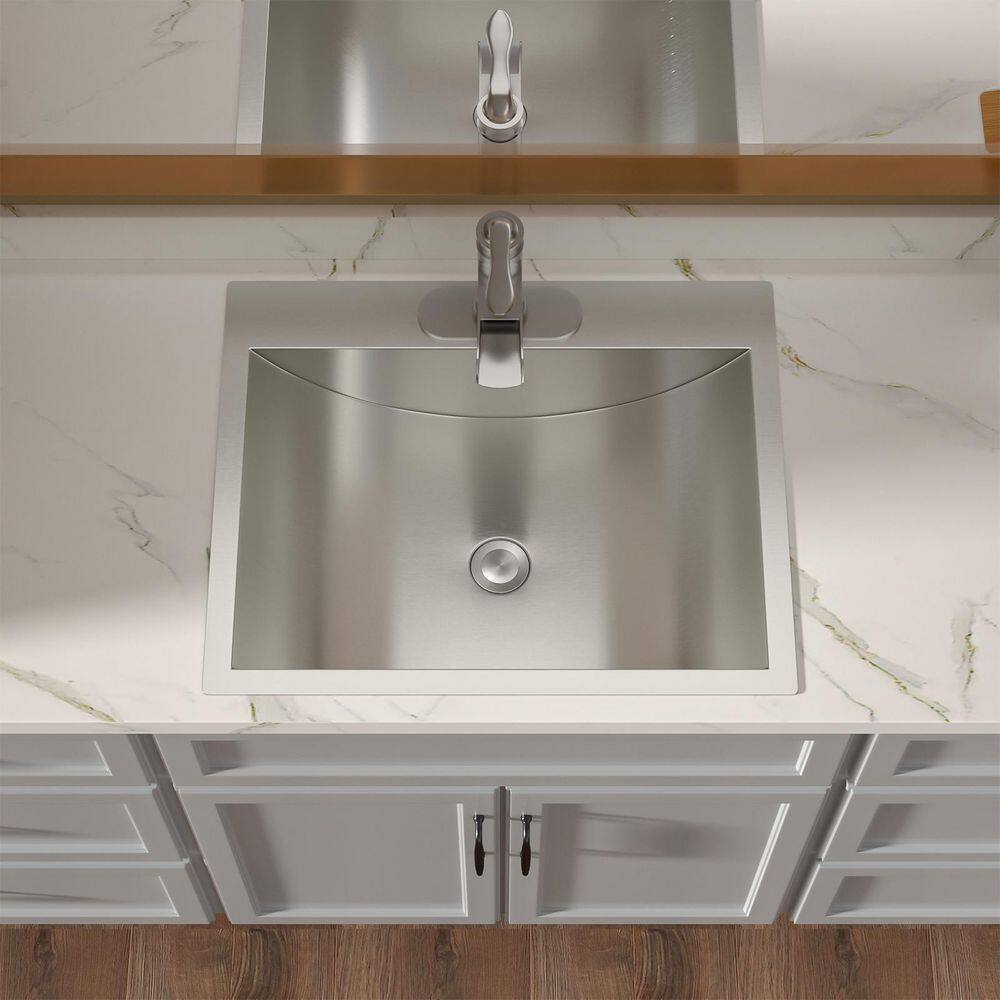 21 in. x 17 in. Topmount Stainless Steel Rectangular Bathroom Sink with Pop-up Drain price history on PriceWatchPro