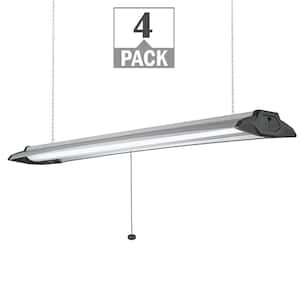4 ft. 96-Watt Equivalent Integrated LED Black Brushed Nickel Strip Light Fixture 4000K High Output 5500 Lumens (4-Pack)