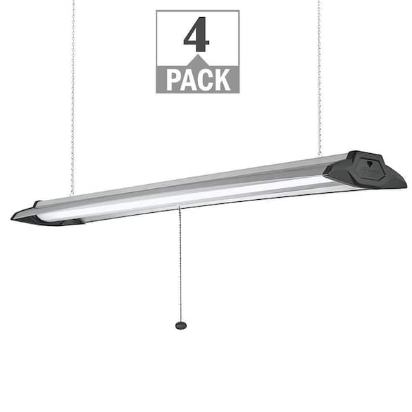 Commercial Electric ft. 96-Watt Equivalent Integrated LED Black Brushed  Nickel Strip Light Fixture 4000K High Output 5500 Lumens (4-Pack)  55704141ST-4PK The Home Depot