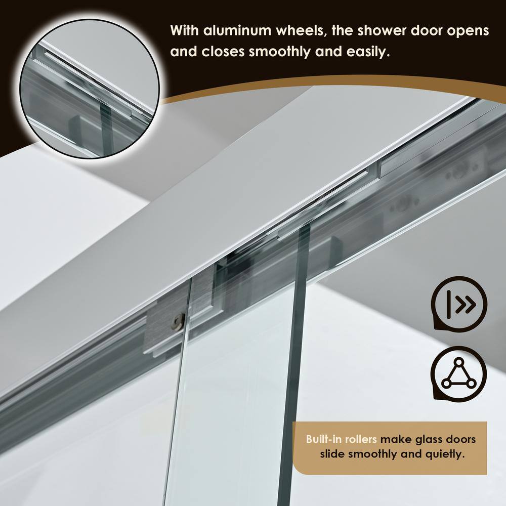 Ennis 60" Polished Chrome Framed Tub Door with Clear Glass