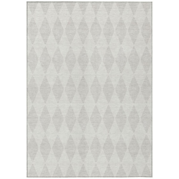 HomeRoots Ivory, Beige 10 ft. x 14 ft. Woven Geometric Polyester Rectangle Indoor / Outdoor Area Rug