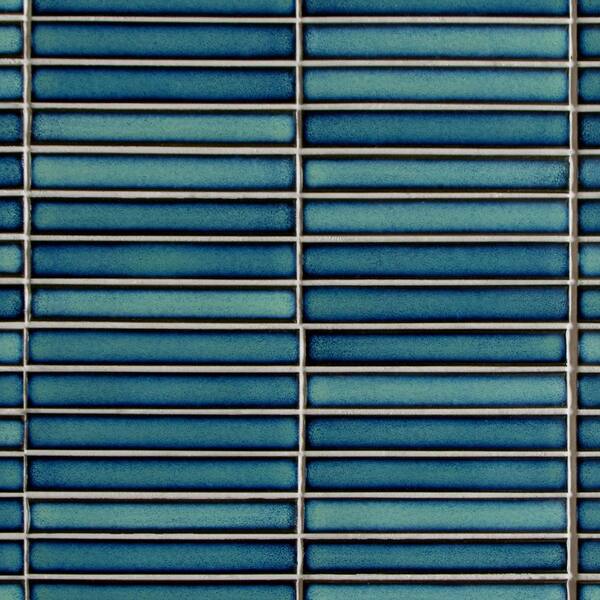 sunwings Stacked Mixed Blue 12 in. x 12 in. Glossy Porcelain Floor