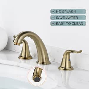 8 in. Widespread Double Handle Bathroom Faucet with Pop-up Drain in Gold