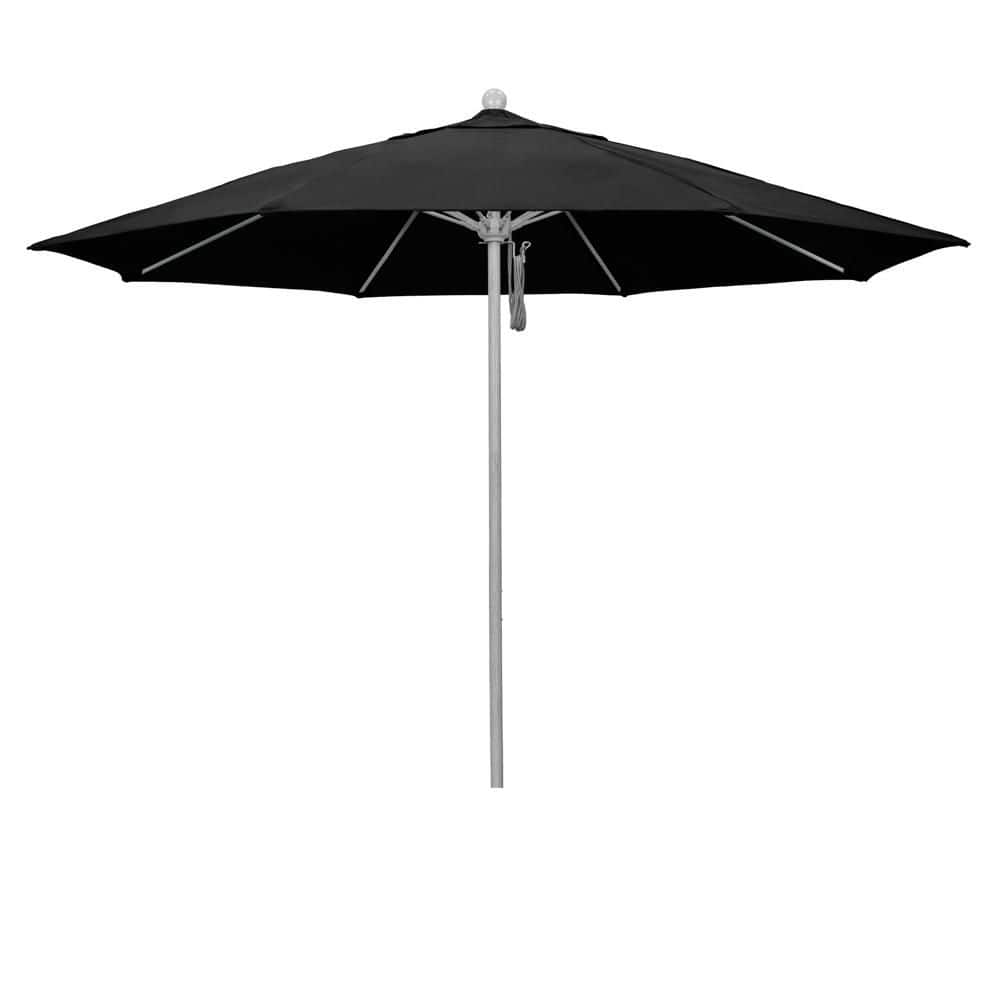11 ft. Grey Woodgrain Aluminum Market Patio Umbrella with Fiberglass Ribs Pulley Lift in Black Olefin price history on PriceWatchPro