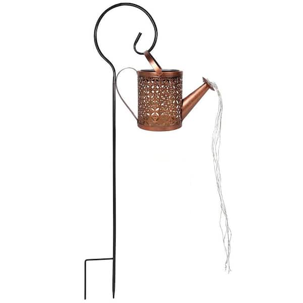 Outdoor Solar Watering Can in Metal with Cascading Lights IP65 Waterproof for Garden Decor and Yard Patio Lantern