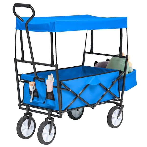 Flynama 7 cu. ft. Blue Fabric Folding Wagon Garden Cart