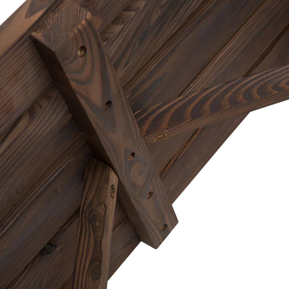 Rustic Wagon Wheel 2-Person Outdoor Bench in Carbonized Fir Wood