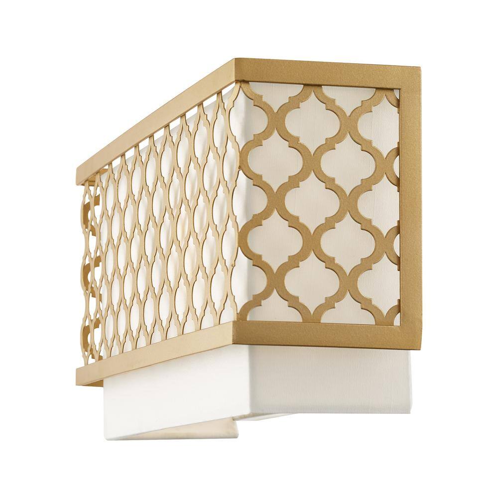 Soft Gold Steel Rectangle Wall Sconce with Fabric Shade