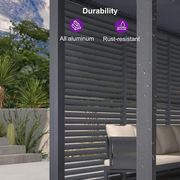 PURPLE LEAF 1-Pack All-aluminum Frame Sun Shade Privacy Fixed