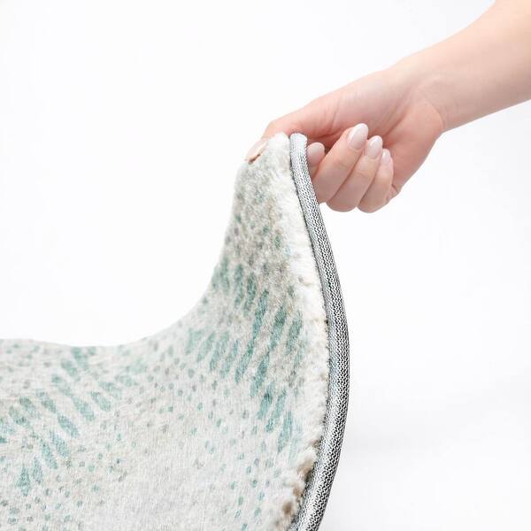 Dream Shag Premium Machine Washable Abstract ADS778 Teal 2 ft. x 7 ft. Runner Rug