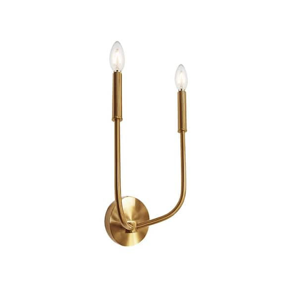 Dainolite Eleanor 4.75 in. 2-Light Aged Brass Wall Sconce