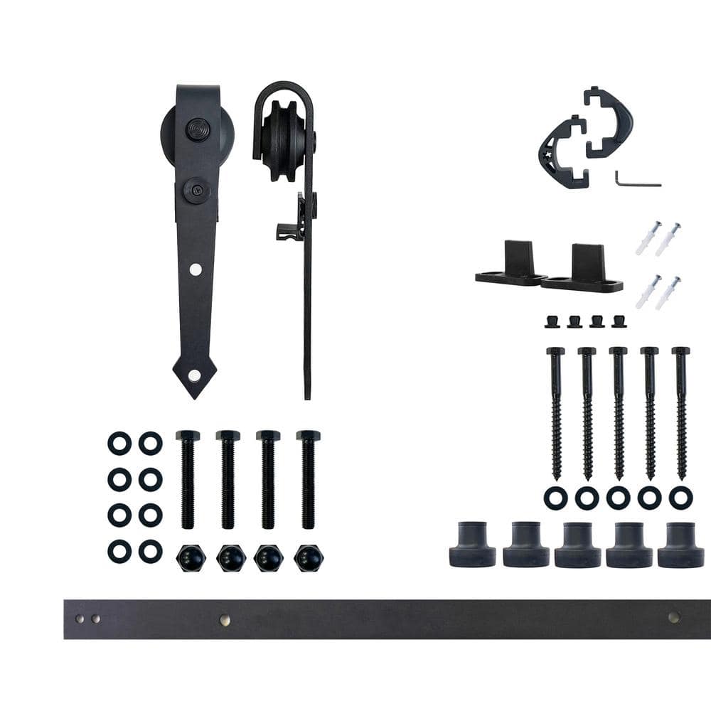 6 ft./72 in. Black Rustic Non-Bypass Sliding Barn Door Hardware Kit Arrow Design Roller for Single Door price history on PriceWatchPro
