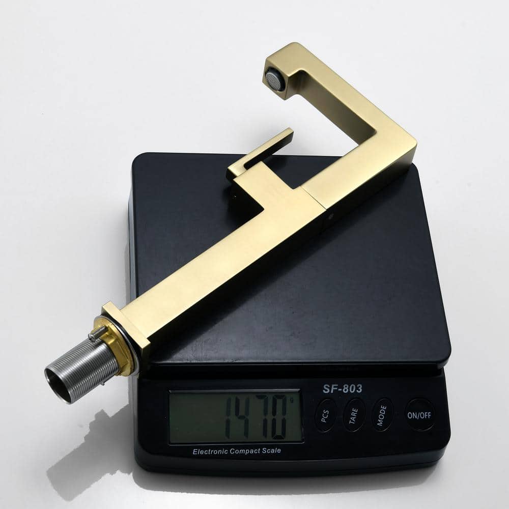 Brushed Gold Tall Single Handle Vessel Sink Faucet