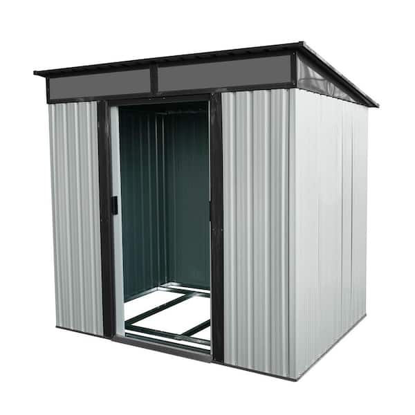 Outdoor Storage Shed 6 ft. W x 5 ft. D Metal Shed with Foundation and Sliding Door White (30 sq. ft. )