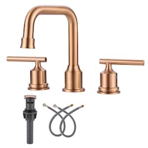 8 in. Widespread Double Handle Bathroom Faucet in Rose Gold